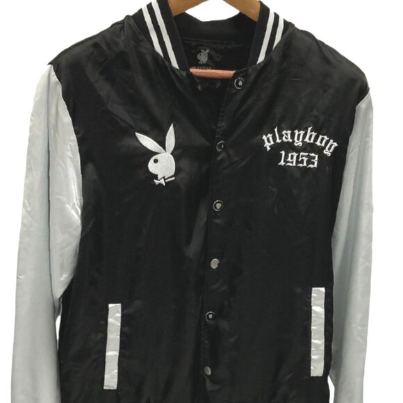 Playboy Official Black & White Varsity Jacket with Iconic Bunny Logo Size Large - Picture 3 of 11